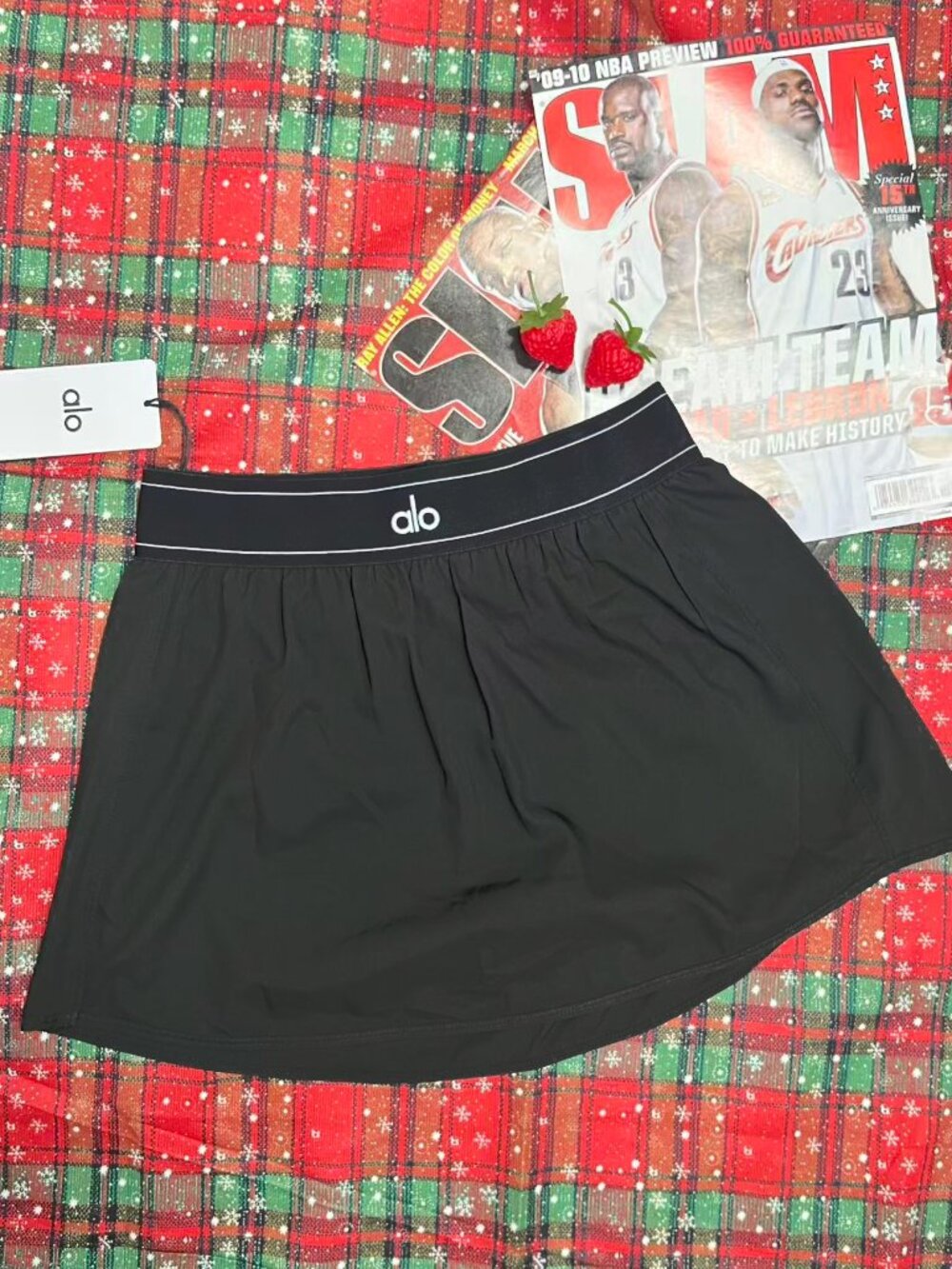 🍓Brand New Alo Yoga Match Point Tennis Skirt Black Classic Style - Picture 2 of 8